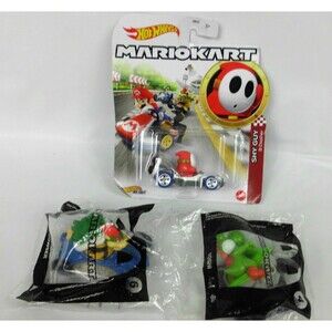 Hot Wheels Mario Kart Shy Guy B-Dasher Car and Happy Meal Toys Bowser Yoshi Lot